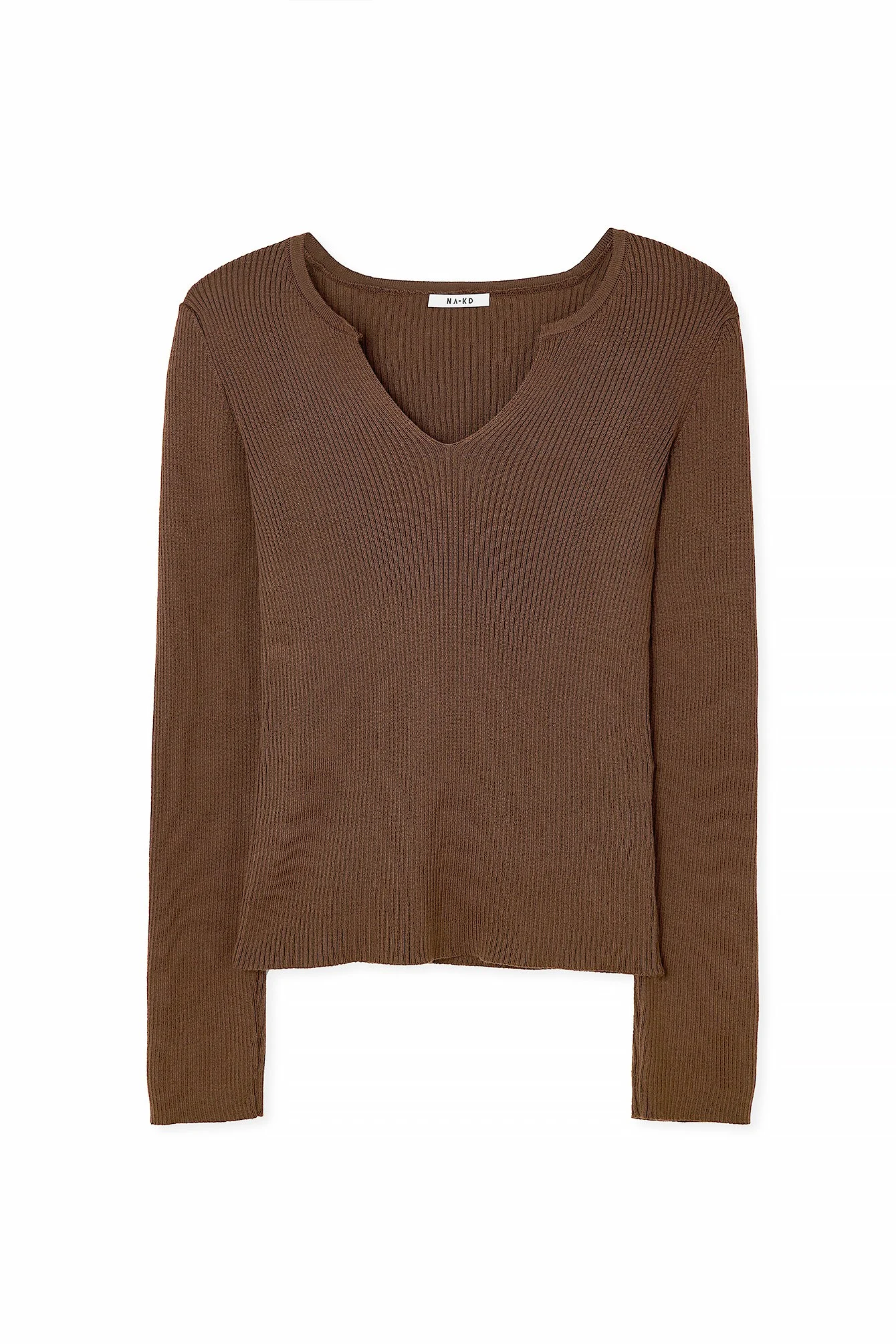 Leichter Ripp-Strickpullover mit V-Detail