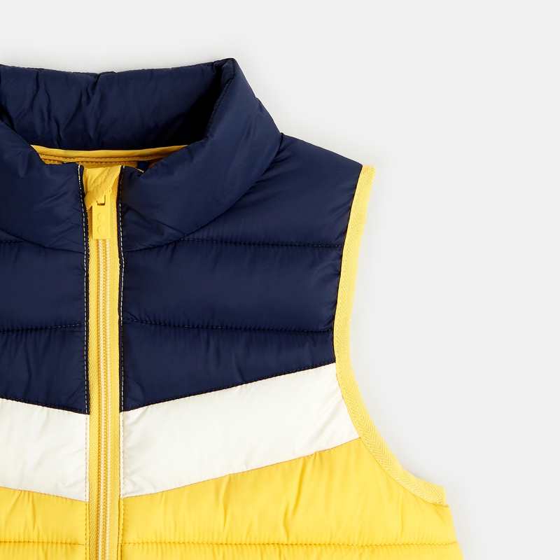 Doudoune sans manches colorblock jaune garçon