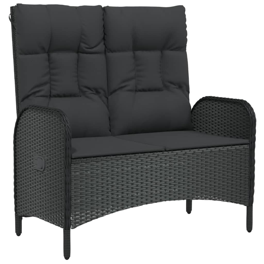 vidaXL Gartenbank Gartenbank mit Liegefunktion & Kissen 107cm Poly Rattan Schwarz (1-St)