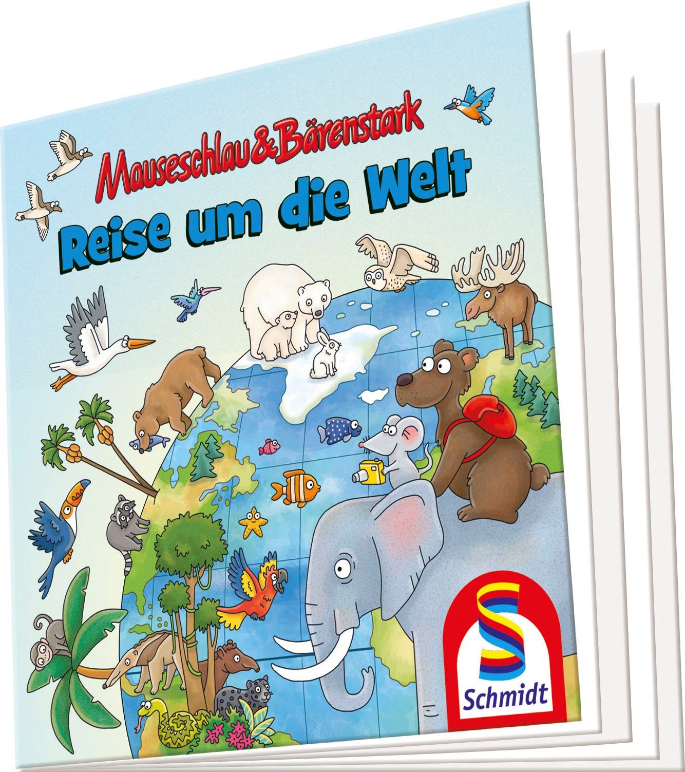Schmidt Spiele Puzzle Mauseschlau & Bärenstark, Reise um die Welt, 100 Puzzleteile, mit Wissensbüchlein; Made in Europe