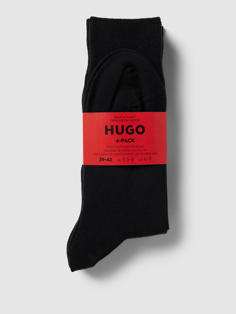 Socken mit gerippten Abschlüssen im 4er-Pack in schwarz
