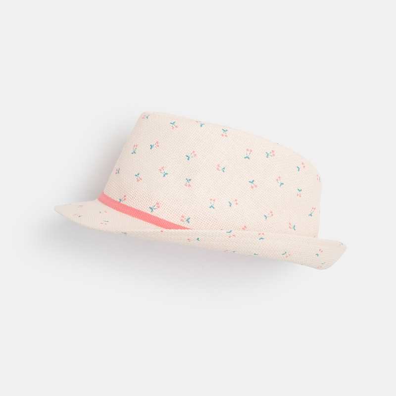 Chapeau de soleil trilby à petits motifs rose fille