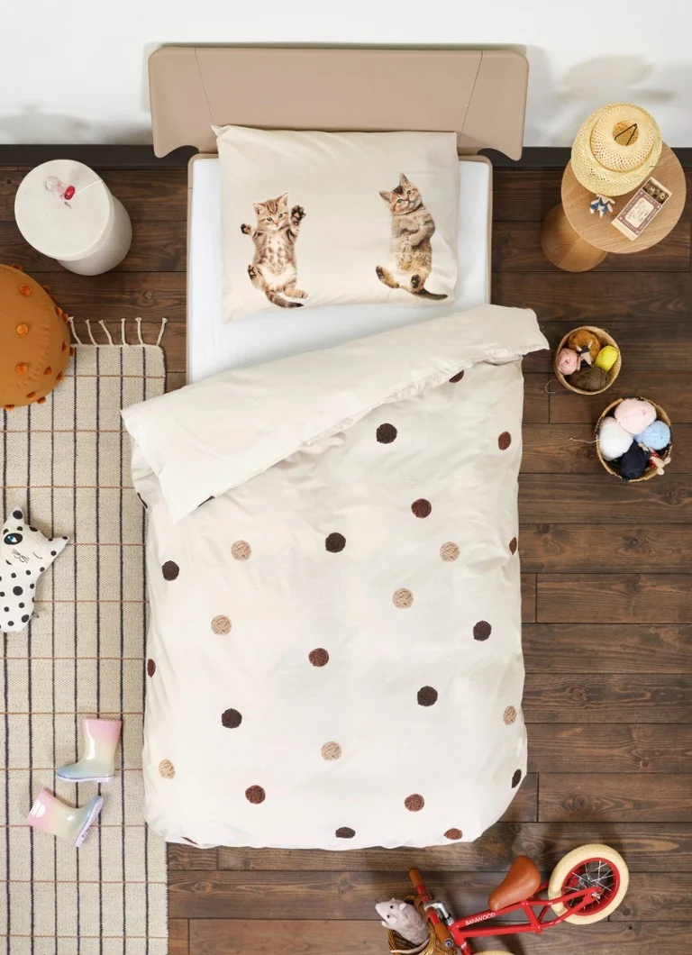 Snurk Kitten Friends organic cotton duvet cover 160TC - includes pillowcase