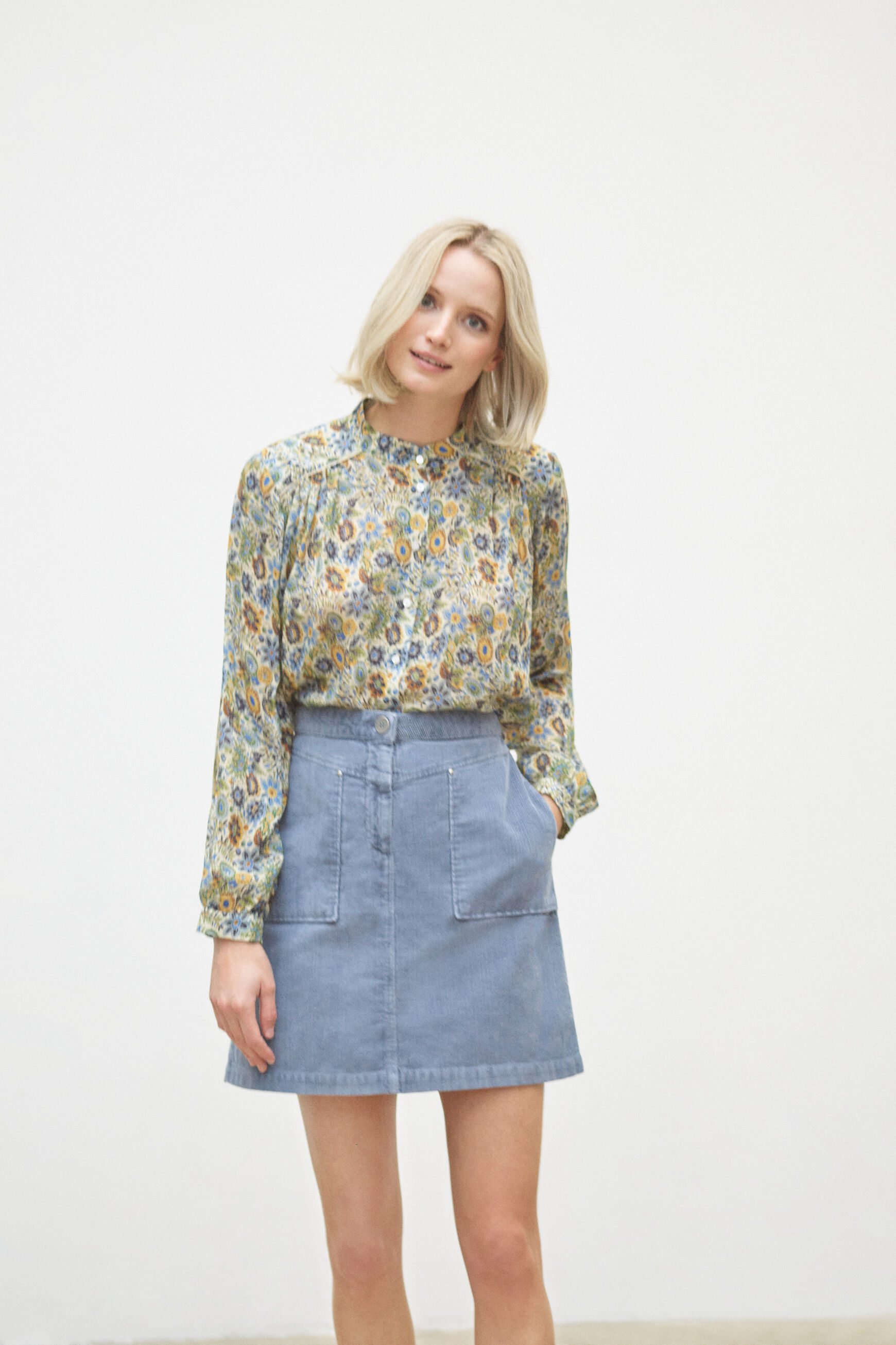 jupe julia velours bleu violet femme