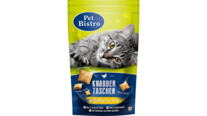 Pet Bistro Katzensnack Knabbertaschen mit Geflügel und Käse 50 g
