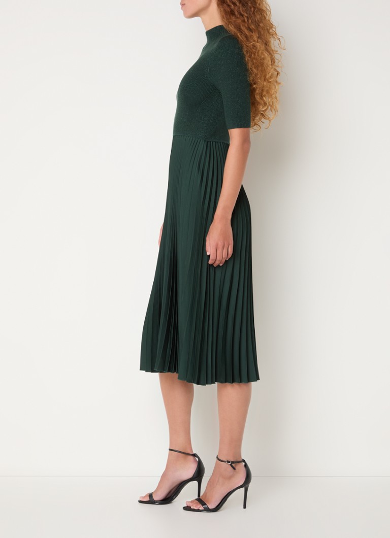 Robe midi en maille fine Fireanami de HUGO BOSS, en mélange de laine vierge avec lurex et plis
