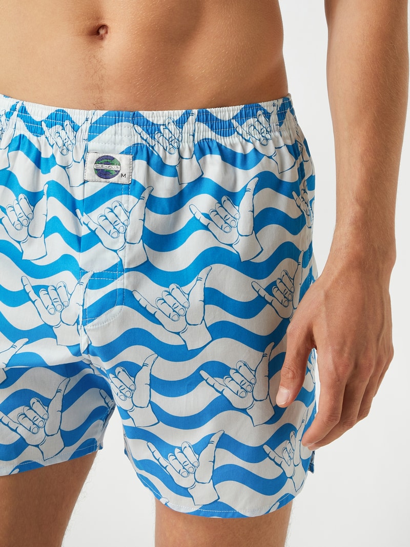 Boxershorts aus Baumwolle mit Allover-Muster in hellblau
