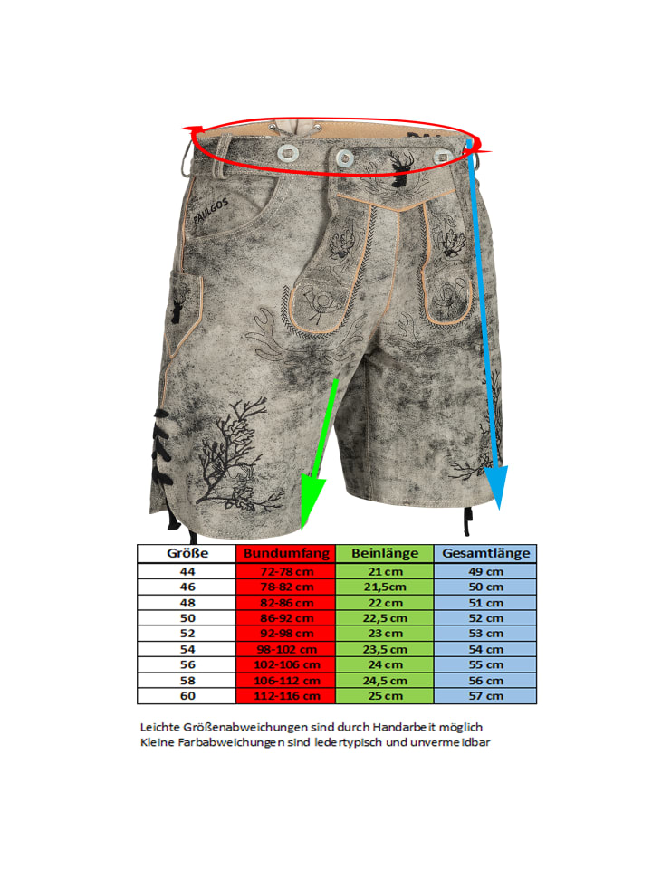 PAULGOS Lederhose Kurz Echtleder HK3 ANTIK in Mitternachtsgrau günstig kaufen