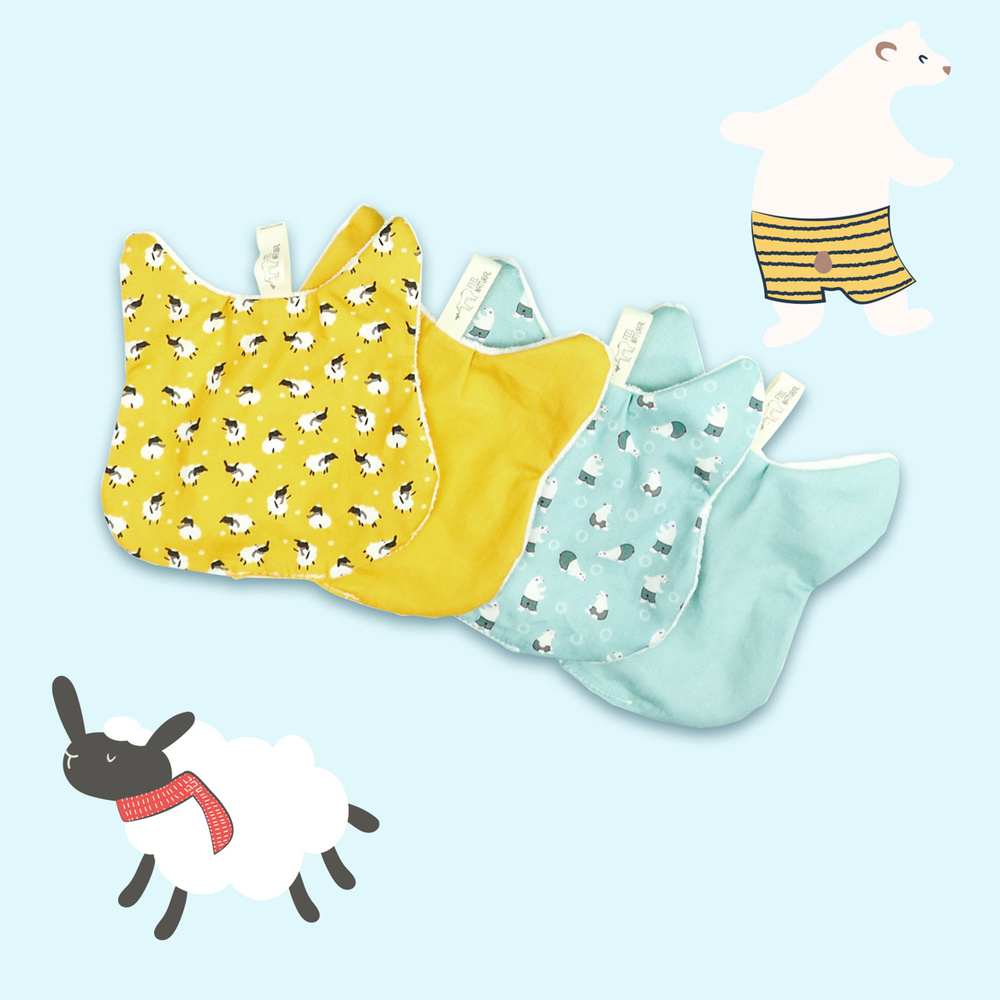 feel natural Lot de 4 lingettes lavables Gustave-Olaf Lingettes lavables bébé