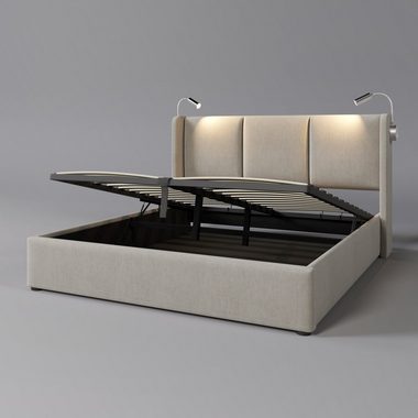 Sweiko Polsterbett (Doppelbett), Stauraumbetten mit USB Ladefunktion, 140*200cm