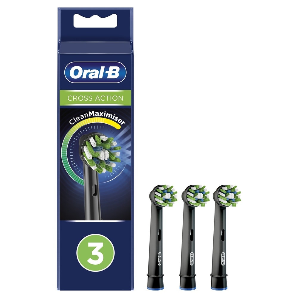 oral-b Oral-B CrossAction Brossette Avec CleanMaximiser, Noire, 3 Brossettes De Rechange