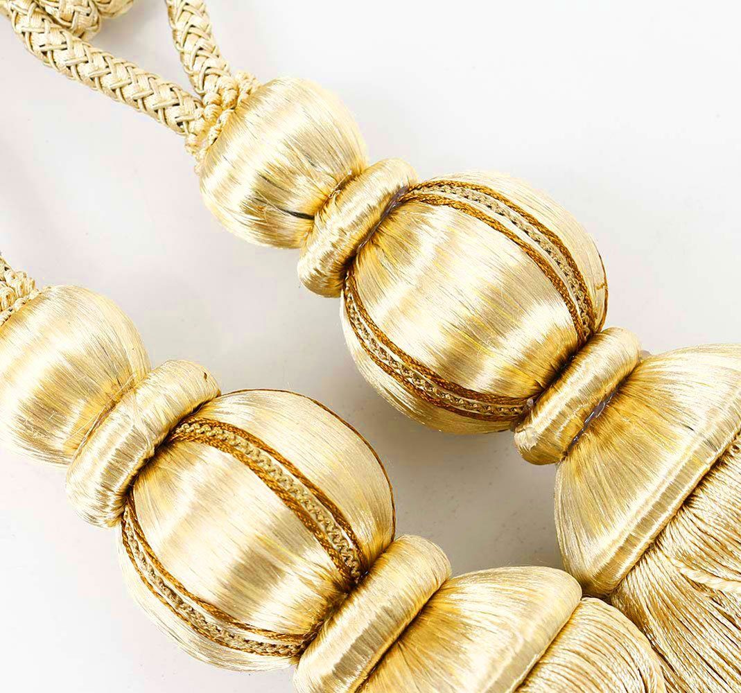 Raffhalter Vorhang-Krawatten aus Seil handgefertigt Quaste,Gold, Sarfly, (2-tlg)