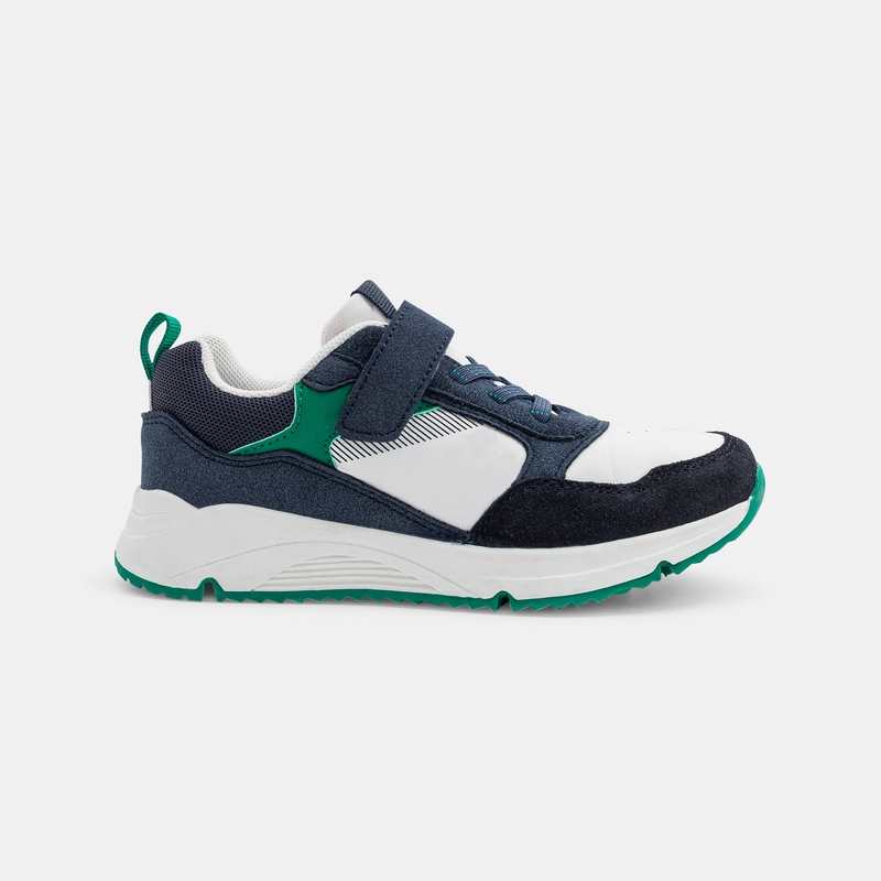 Running dadshoes lacets et scratch blanc garçon