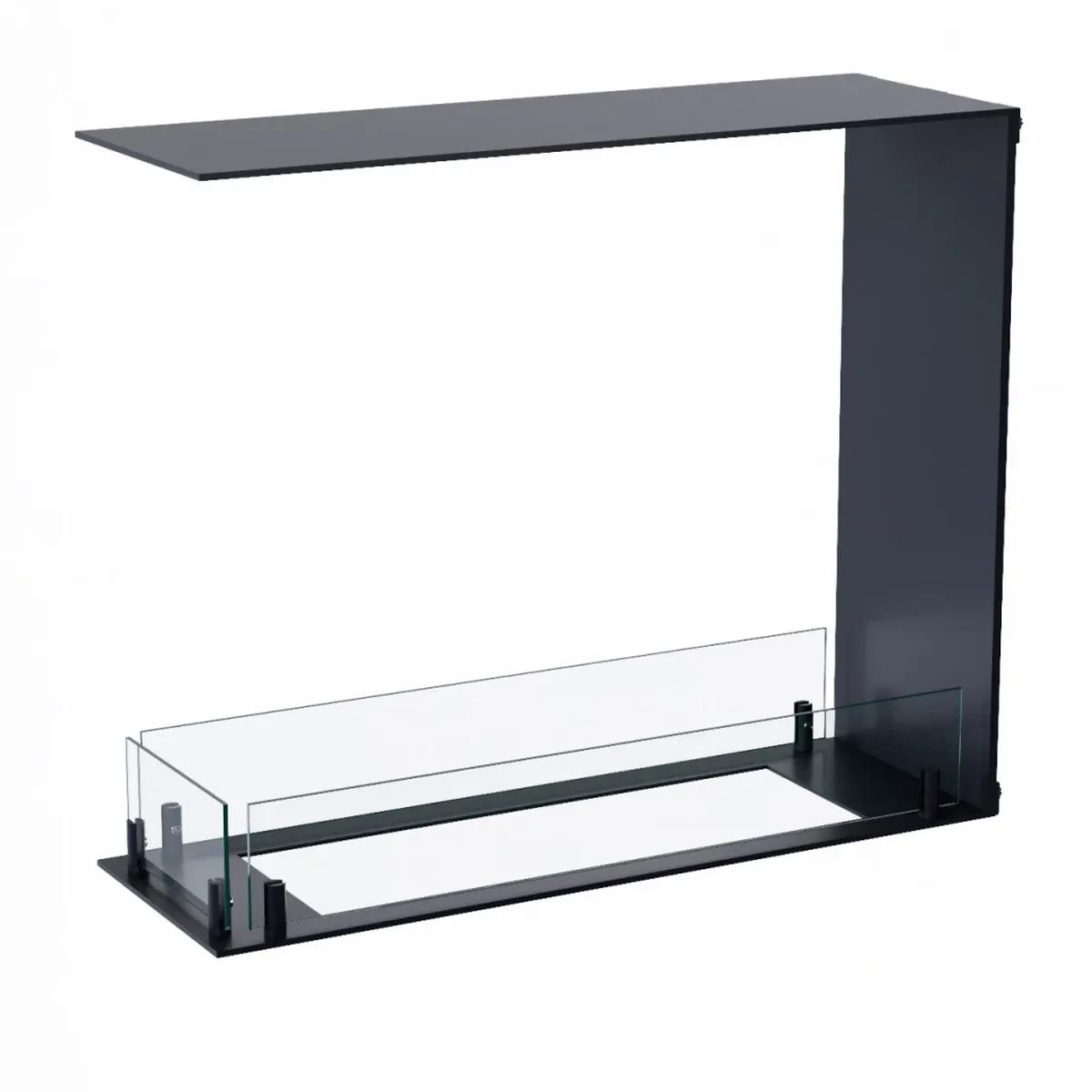 Foco Foco Raumteiler 600 Slim, Schwarz, 60x50x20 cm, Bioethanol-Einbaukamin, manueller Brenner, 7,5 Stunden Brenndauer, 2,4 kW.