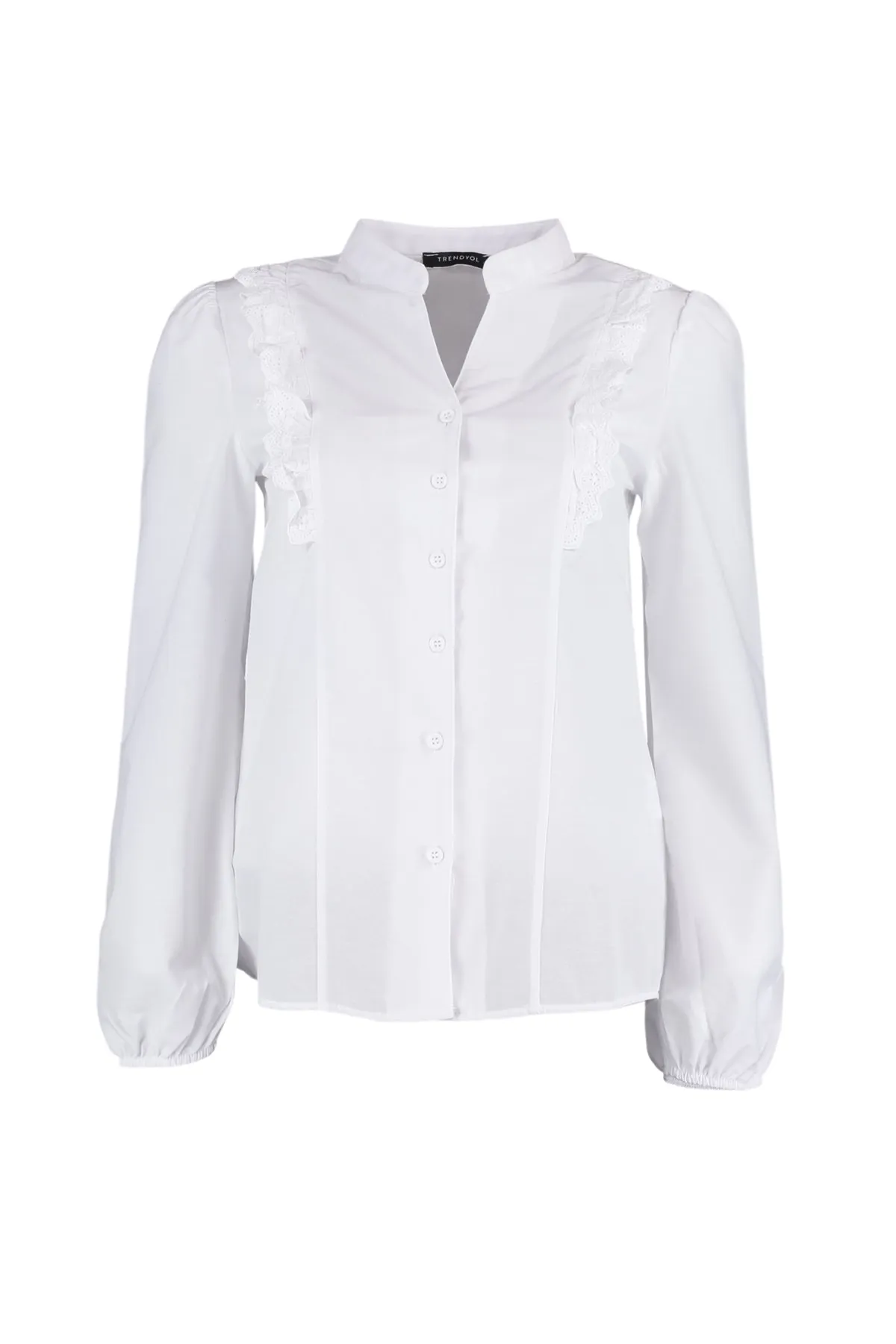 Trendyol Collection  Weißes Spitzenhemd aus Baumwolle - Regular Fit TWOSS20GO0044