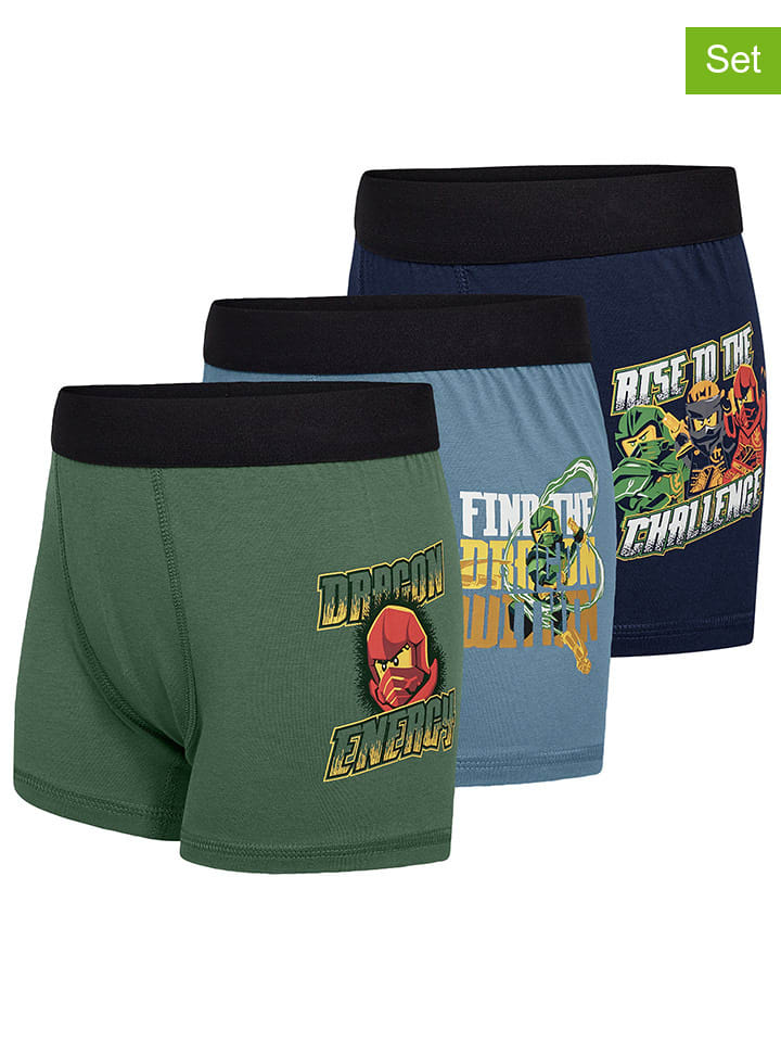 LEGO 3er-Set: Boxershorts in Dunkelblau/ Blau/ Grün günstig kaufen