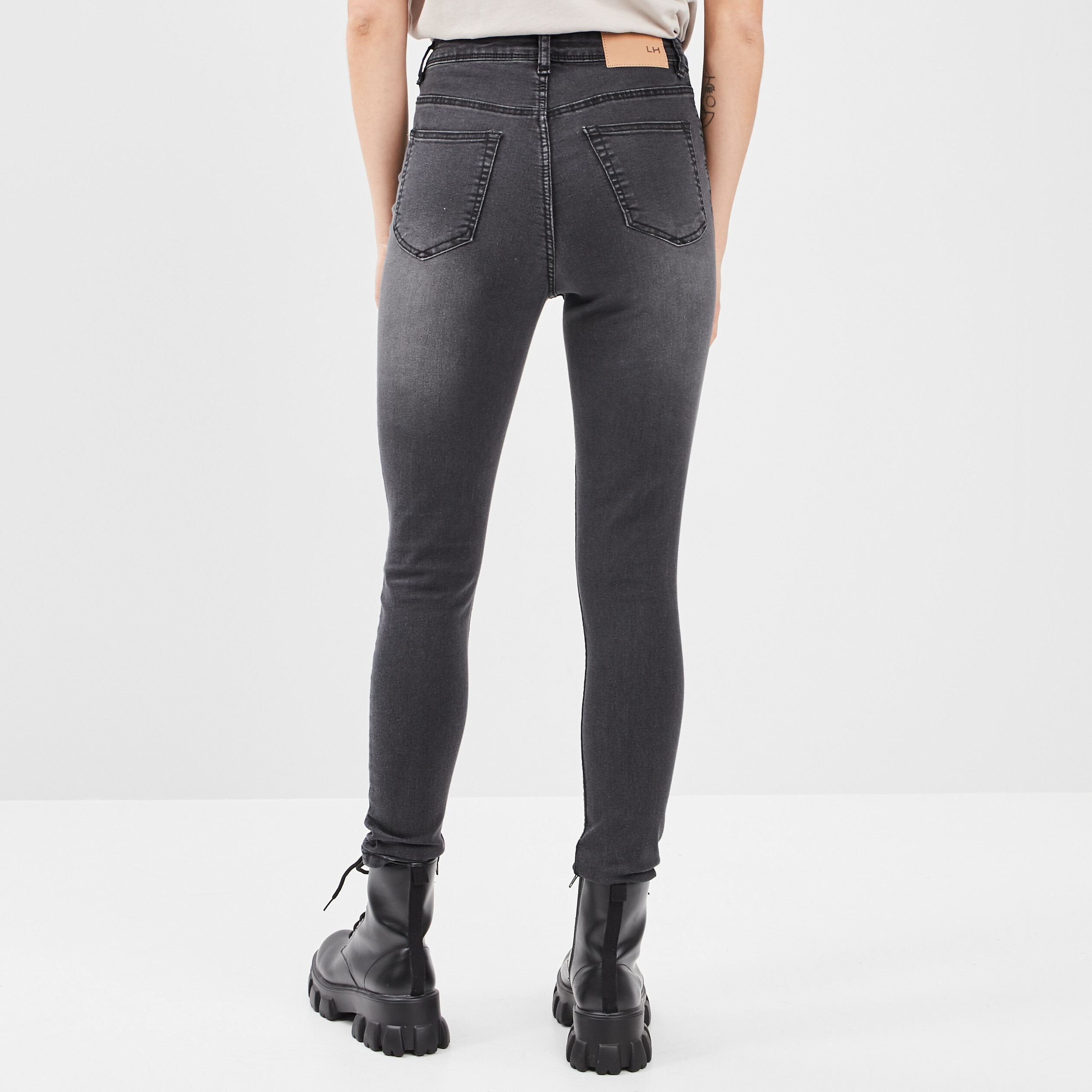 Jeans skinny 7 8ème denim noir femme | La Halle