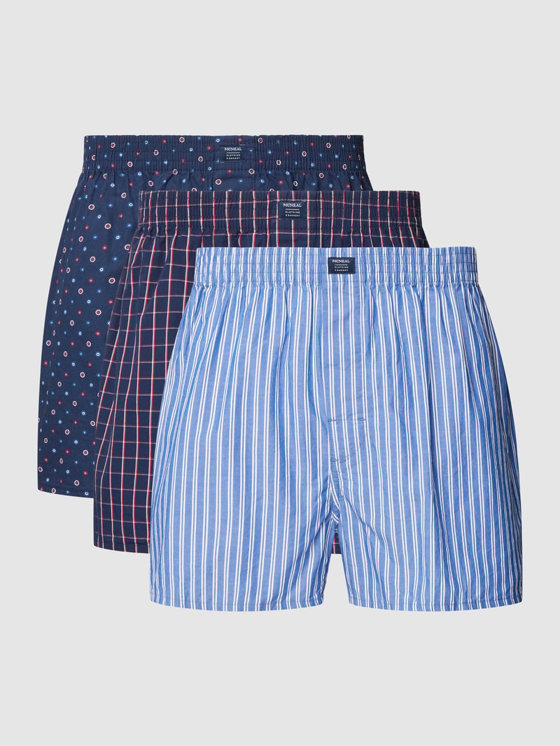 Boxershorts mit Streifenmuster im 3er-Pack Modell 'Webboxer' in marineblau