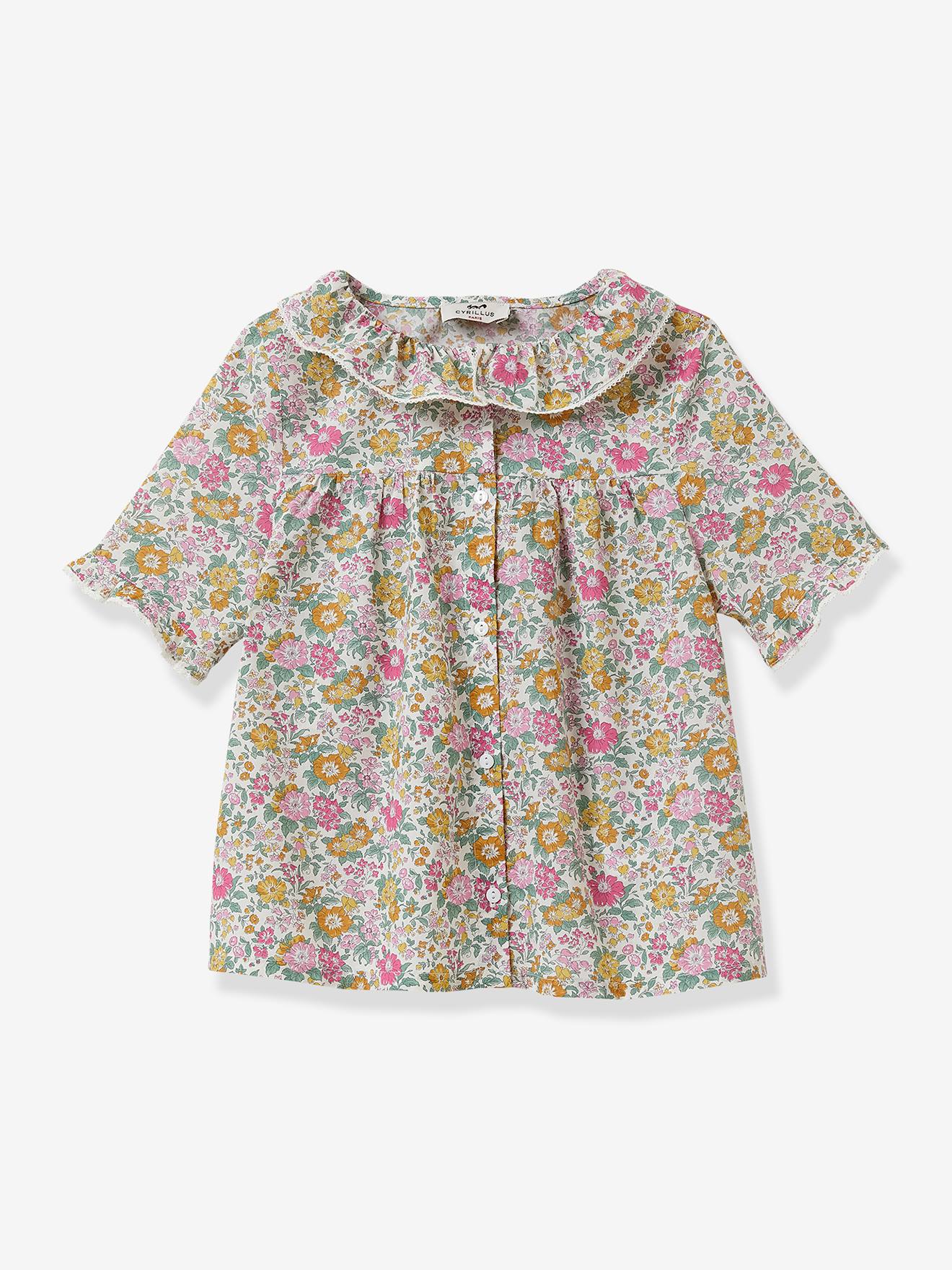 Blouse en tissu Liberty® fille Claire Rich CYRILLUS blanc imprimé