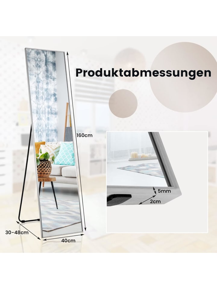 COSTWAY Ganzkörperspiegel 160x40cm in Silber günstig kaufen onesize