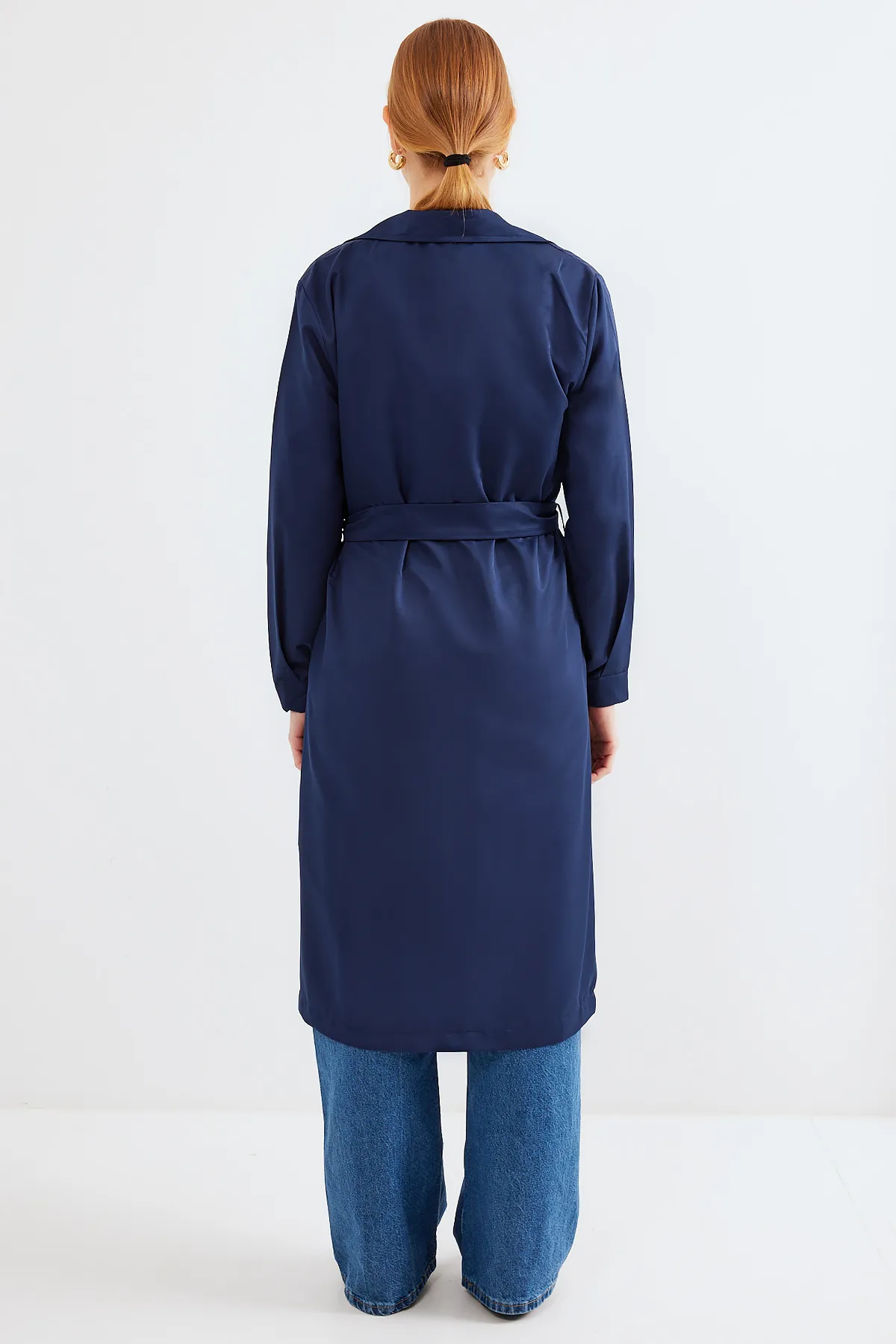 Bigdart  5853 Zweireihiger Trenchcoat mit Kragen – Marineblau
