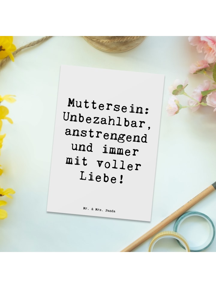Mr. & Mrs. Panda Postkarte Mutter Liebe mit Spruch in Weiß günstig kaufen onesize