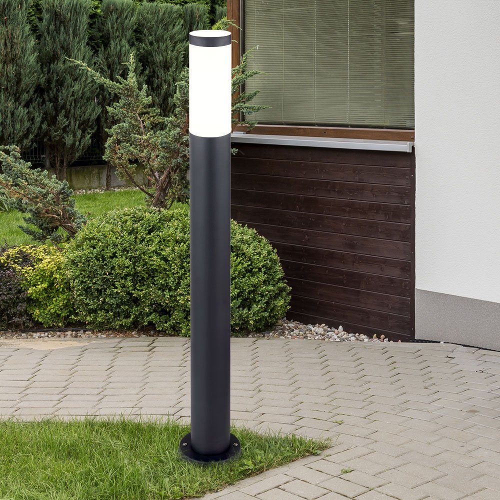 etc-shop Pollerleuchte, Leuchtmittel nicht inklusive, Außen Stehleuchte Edelstahl Säule anthrazit opal Garten