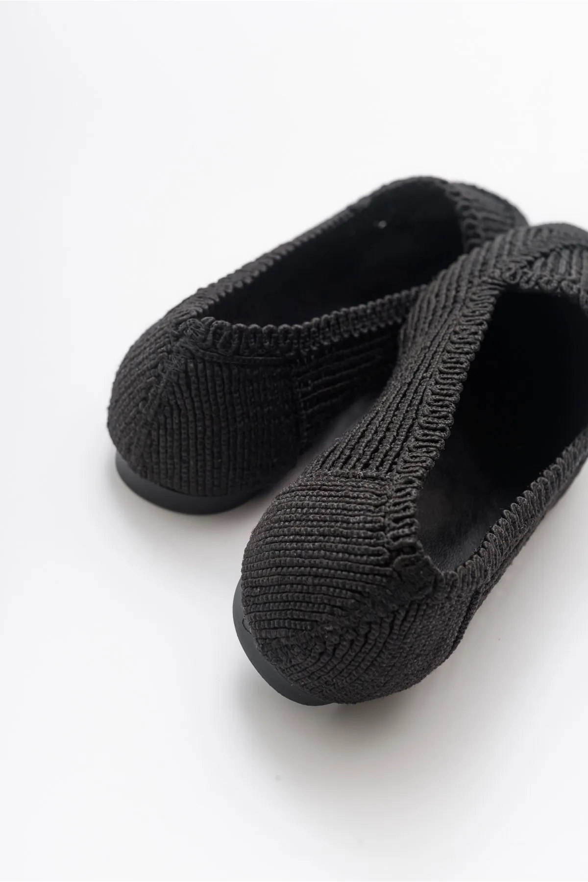 LuviShoes  Schwarze gestrickte Ballerina-Schuhe für Damen 101