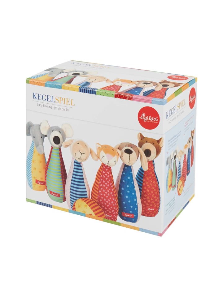 Sigikid Kegelspiel mit 6 Stofftierfiguren und Softball PlayQ in mehrfarbig günstig kaufen onesize