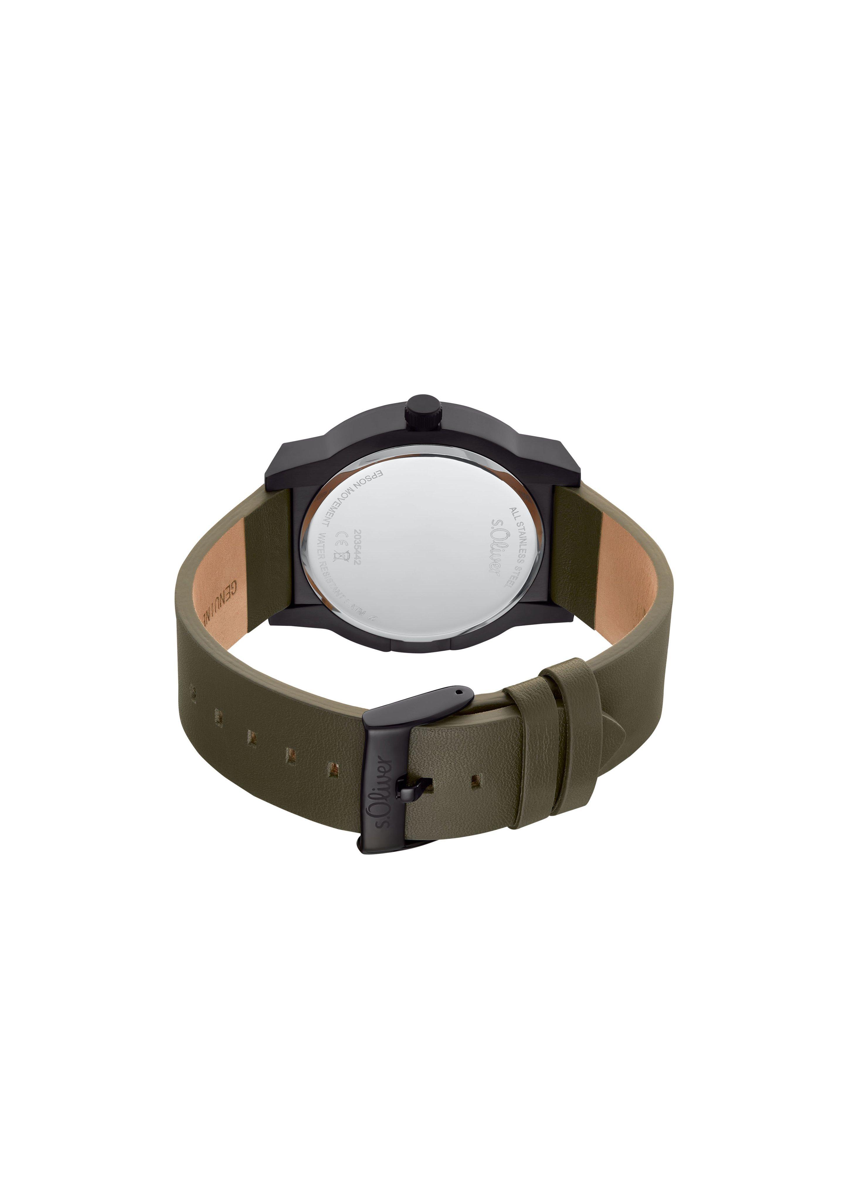 Edelstahluhr mit Lederband  6007946-99B0
