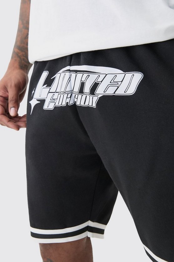 Plus lockere Limited Edition Basketball-Shorts in Schwarz