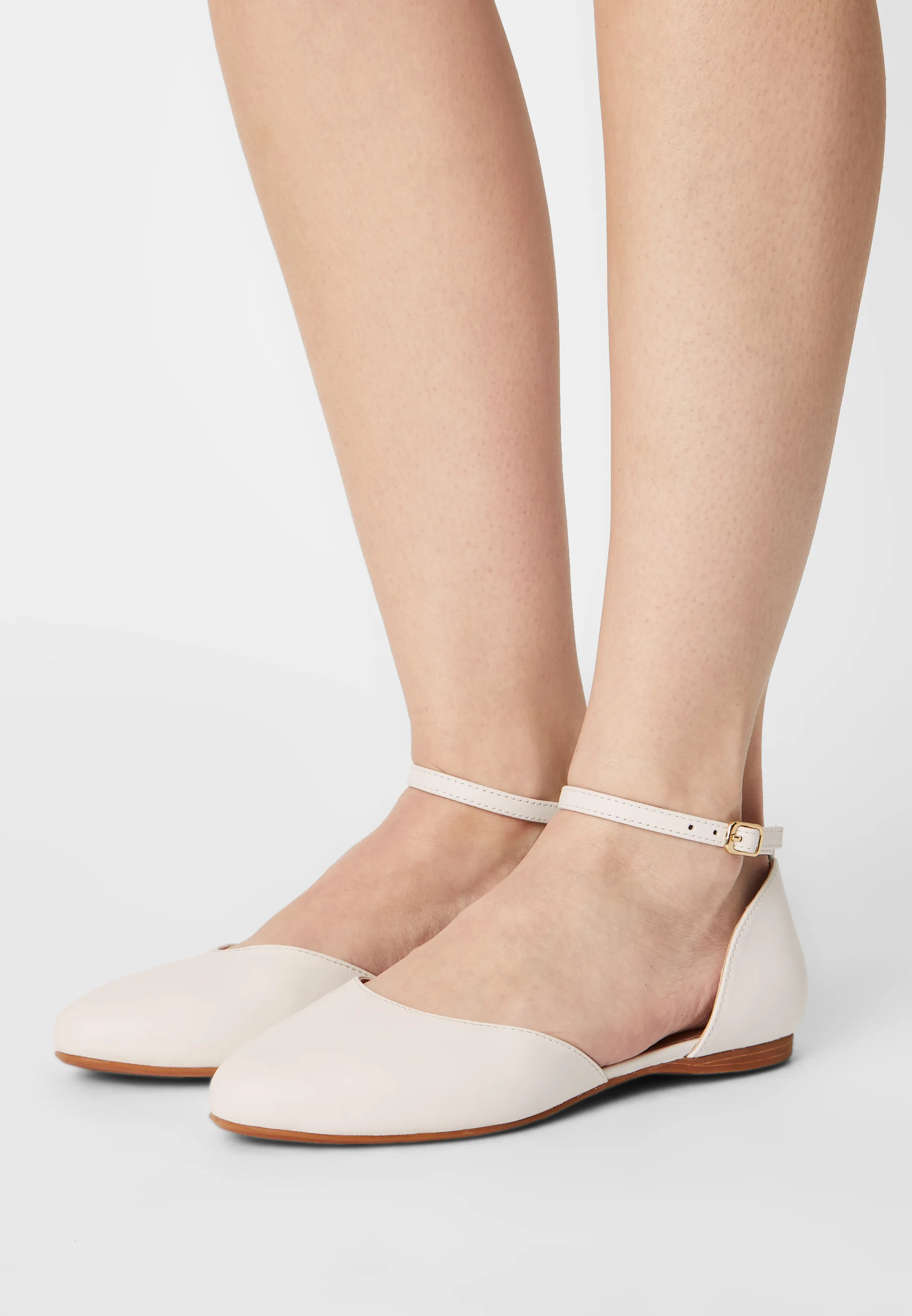 Anna Field Wide Fit LEATHER - Bailarinas con correa - Blanco