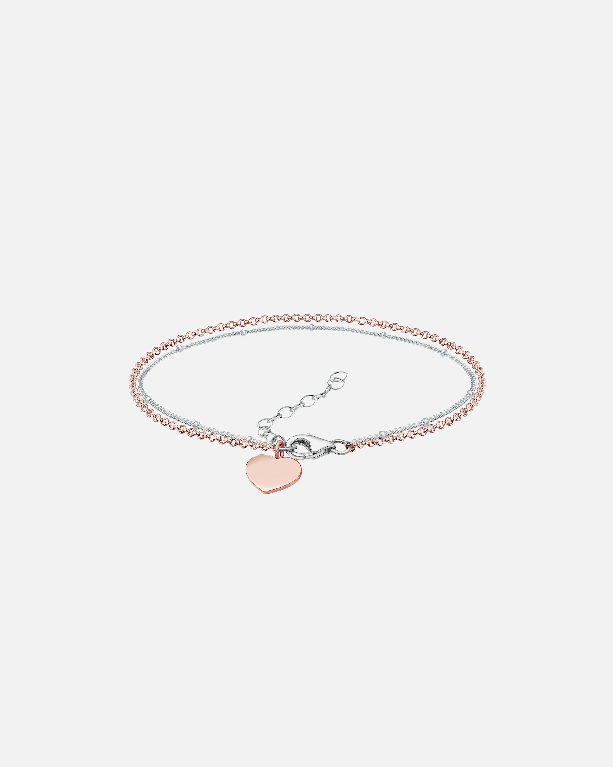 Elli Women's Two-Tone Layered Heart in 925 Sterling Silver with Rose Gold Plating