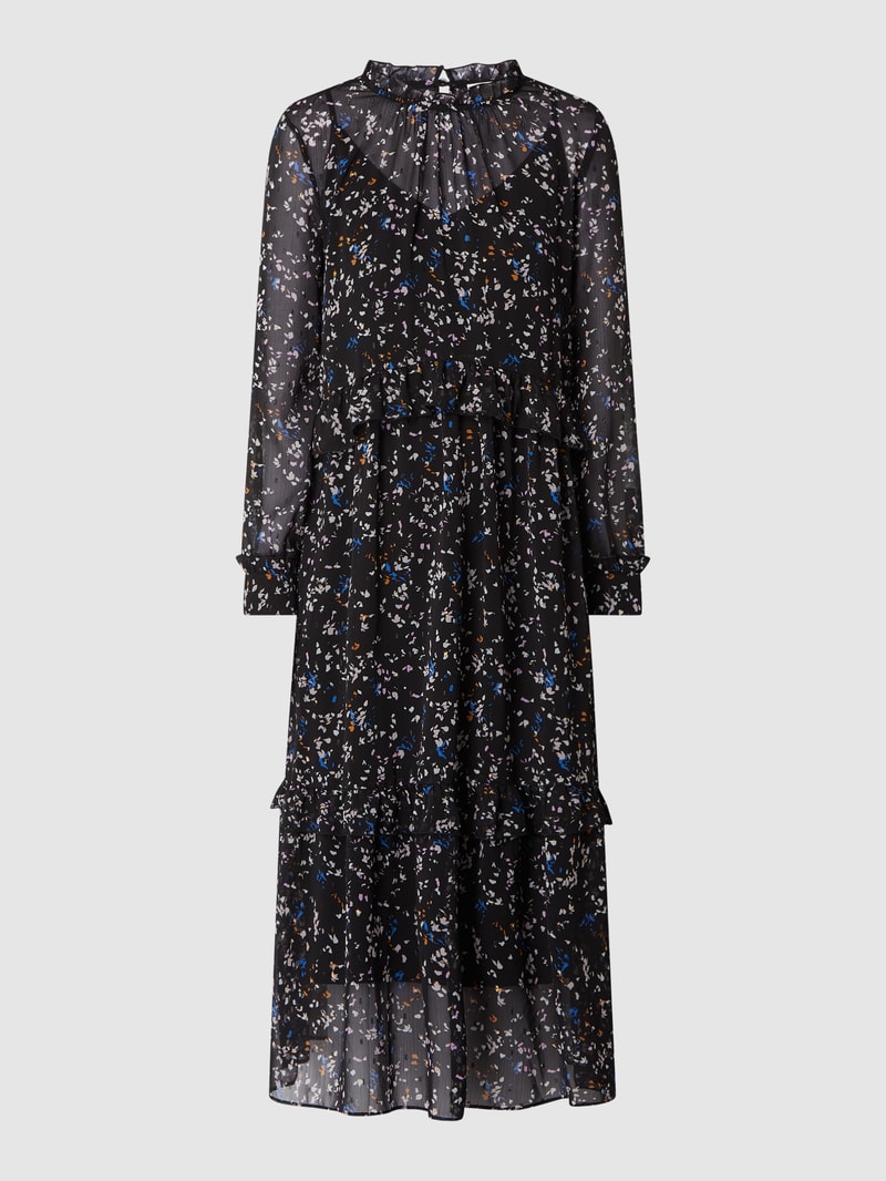 Kleid mit Allover-Muster in schwarz