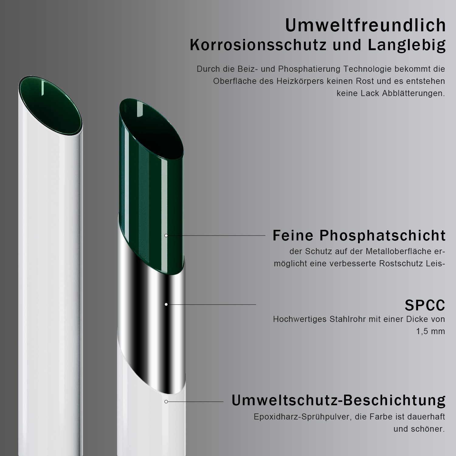 ELEGANT Badheizkörper Handtuchtrockner Handtuchwärmer Mittelanschluss, Weiß, mit/ohne Thermostat