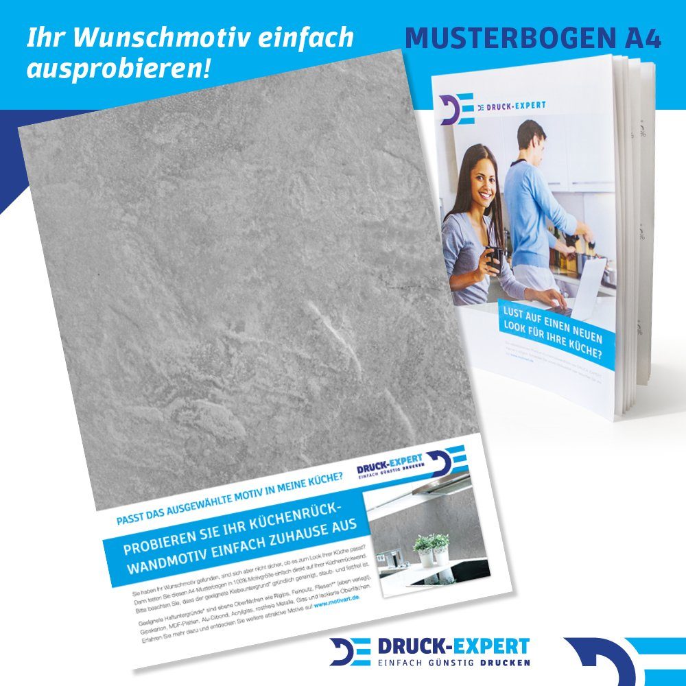 DRUCK-EXPERT Küchenrückwand Küchenrückwand Steinwand Hellgrau Premium Hart-PVC 0,4 mm selbstklebend