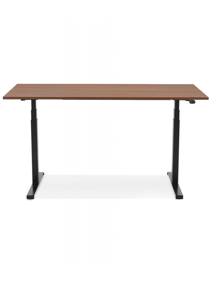KADIMA DESIGN Elektrischer Sitz-Steh-Schreibtisch aus Holz Metall | Modern in Braun-Schwarz günstig kaufen