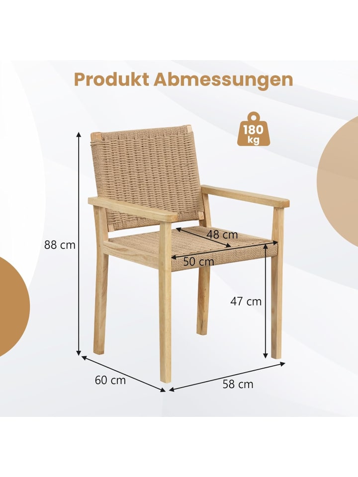 COSTWAY 2er Set Gartenstühle in Beige günstig kaufen onesize