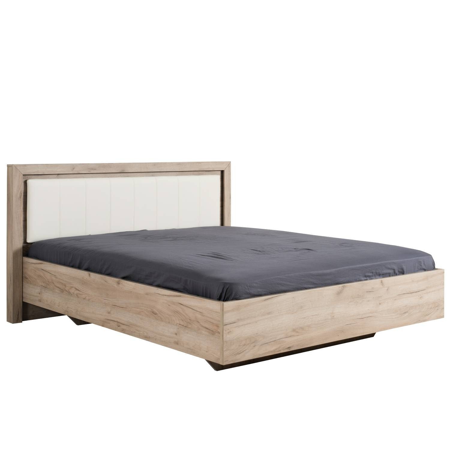 Homestyle4u Holzbett Doppelbett 160x200 cm Lattenrost Kunstleder Weiß