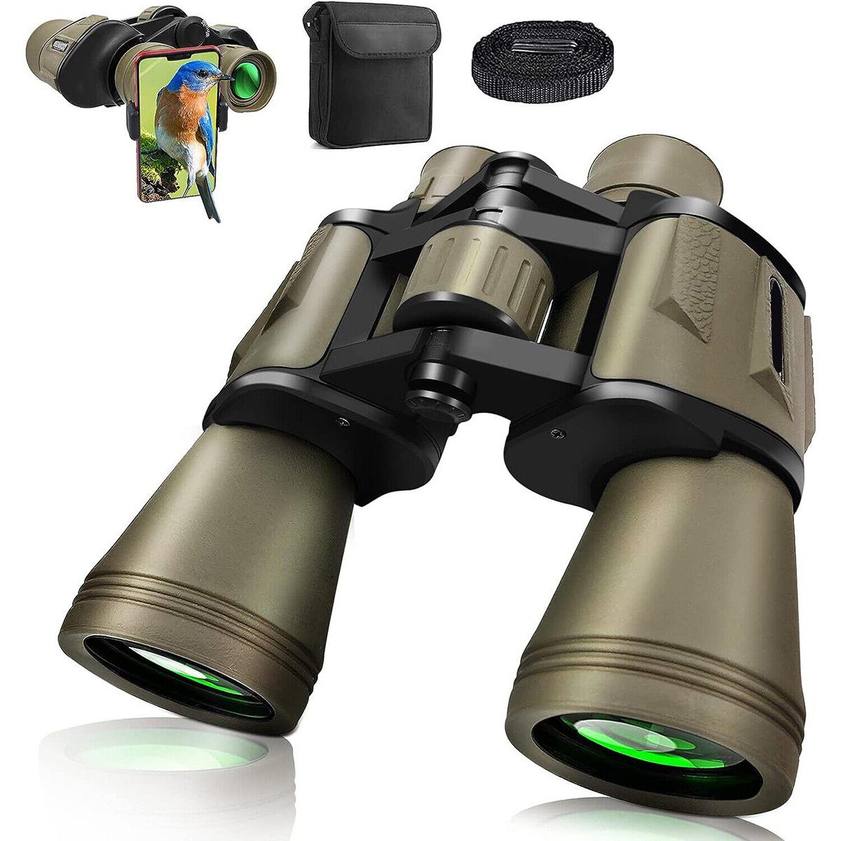 flowgoer HD Military Zoom Binoculars - 20x50 Optics for Hunting, Camping Fernglas (56 m/1000 m weites Sichtfeld, BAK4-Prisma, wasserdichtes Gehäuse)