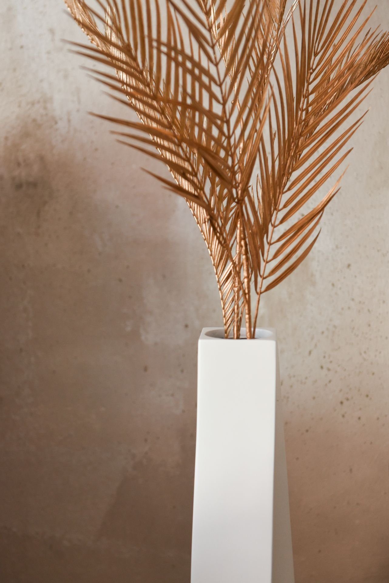 VIVANNO Bodenvase Bodenvase Standvase Fiberglas Weiß Matt HYDRON - 11x11x80 cm