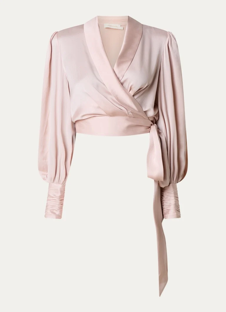 Zimmermann silk wrap top with balloon sleeves