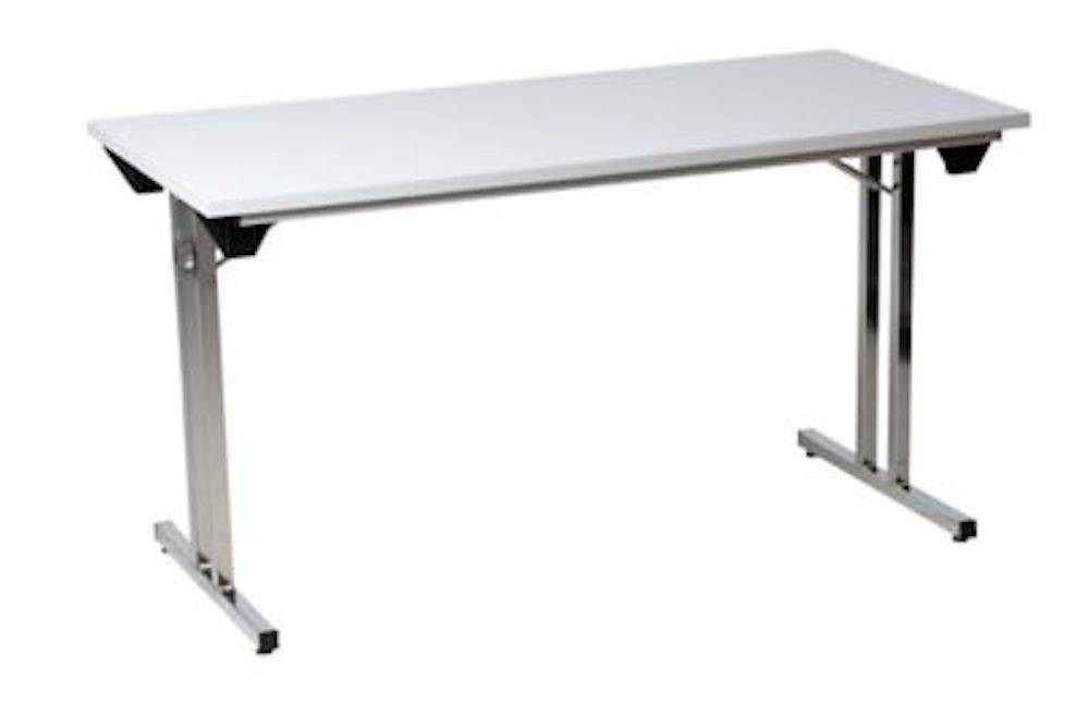 PROREGAL® Klapptisch Klapptisch Lizard, T-Fuß-Gestell-Eckig, HxBxT 75x140x70cm, Chrom-Grau