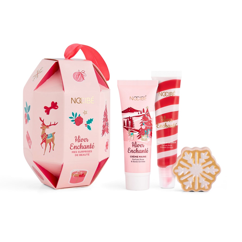 Nocibé Hiver Enchanté - Mes Surprises de Beauté Crème mains, Baume lèvres et flocon effervescent - parfum rose & baies givrées