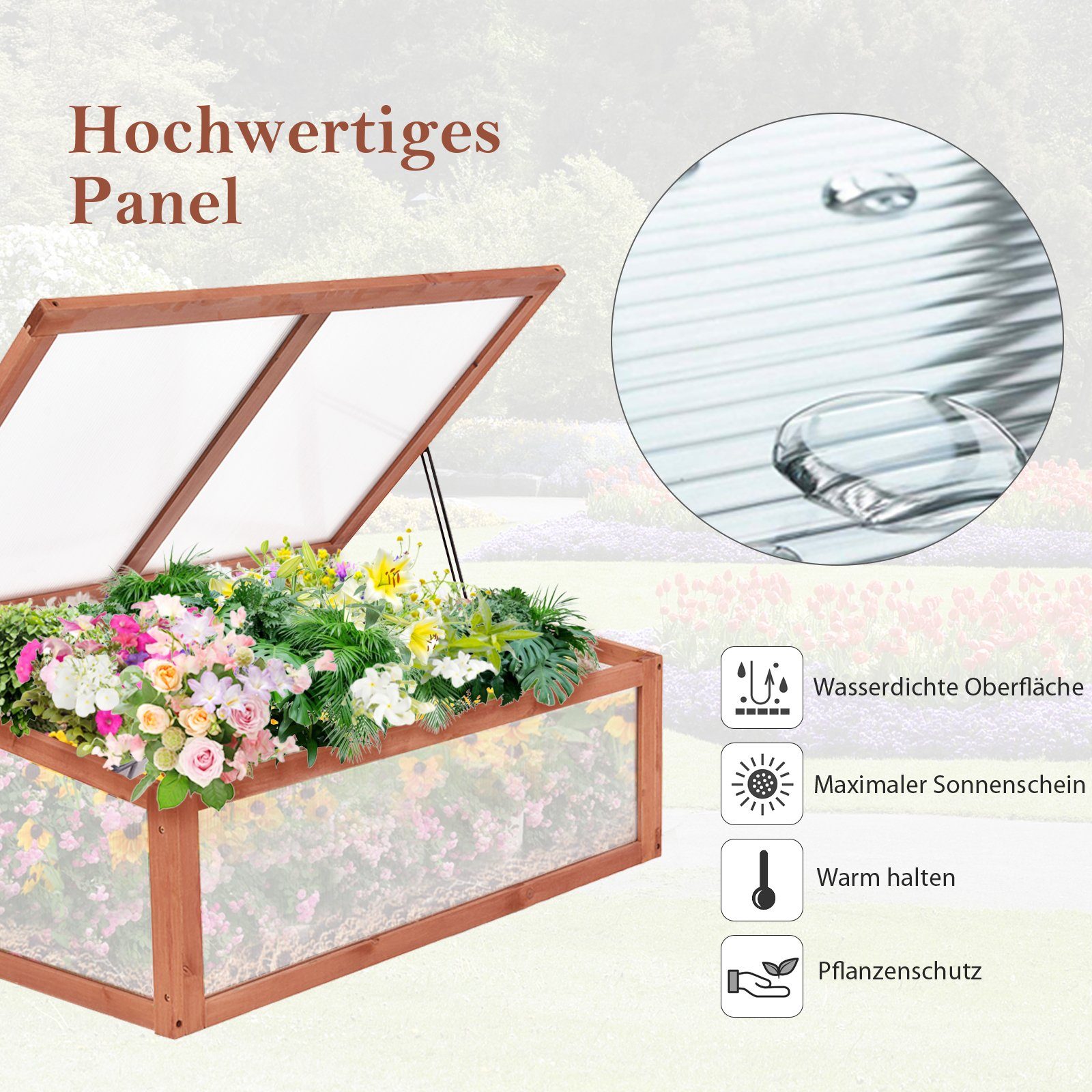 COSTWAY Frühbeet (1 St), Gewächshaus aus Fichtenholz, 100x65x40cm