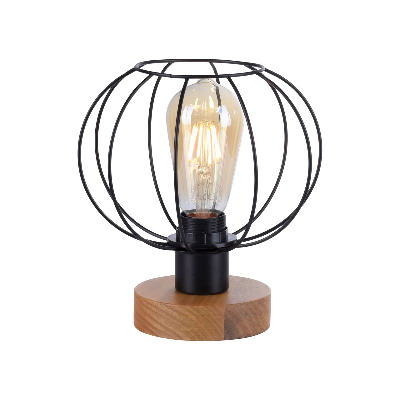 JUST LIGHT LeuchtenDirekt Tischleuchte KASKA, Holzdekor, 1xE27 max. 40 W, Innenleuchte, IP20