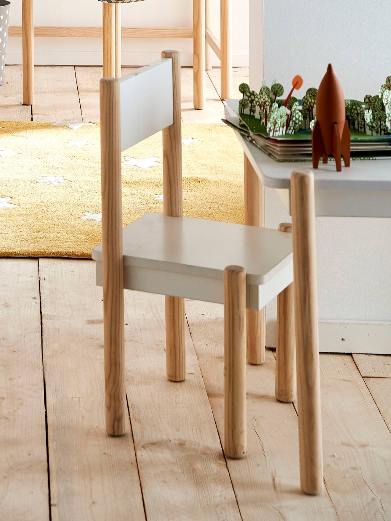 Vertbaudet Kinderstuhl für Spieltisch WOODY - weiß/natur
