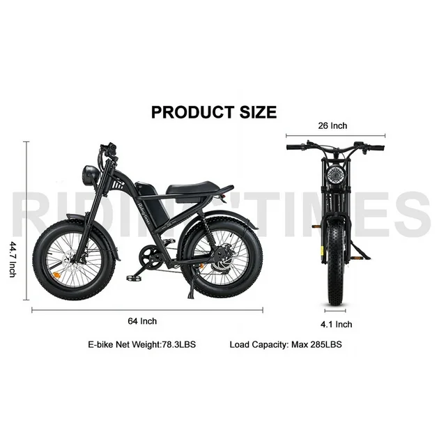 Ridingtimes Z8 Snow Ebikes for Adults, 20 Fat Tire, 1500W Motor, 28Mph, 6 Layer Full Suspension