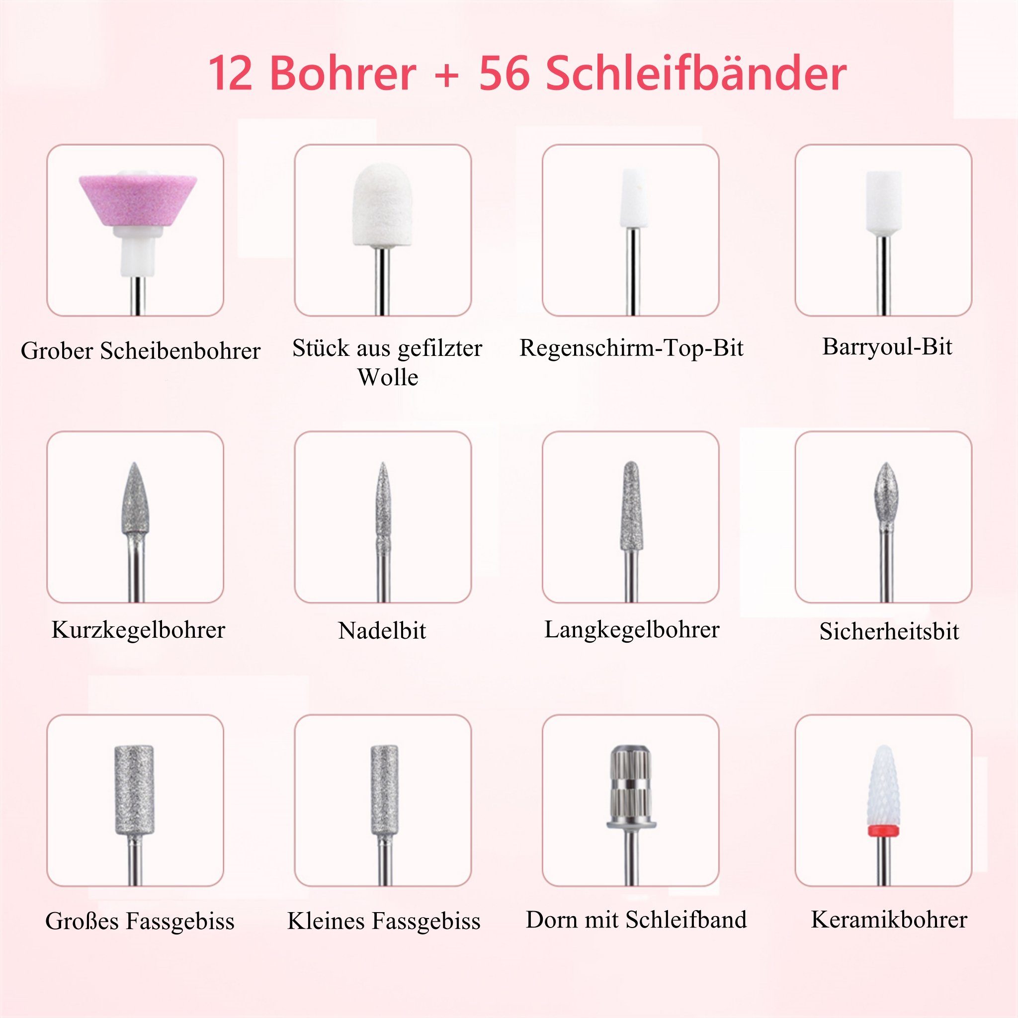 CkeyiN Maniküre-Pediküre-Set 12 In 1 Professionell Elektrische Nagelfräser, 20.000 U/min, 5 Geschwindigkeiten, Digitalanzeige