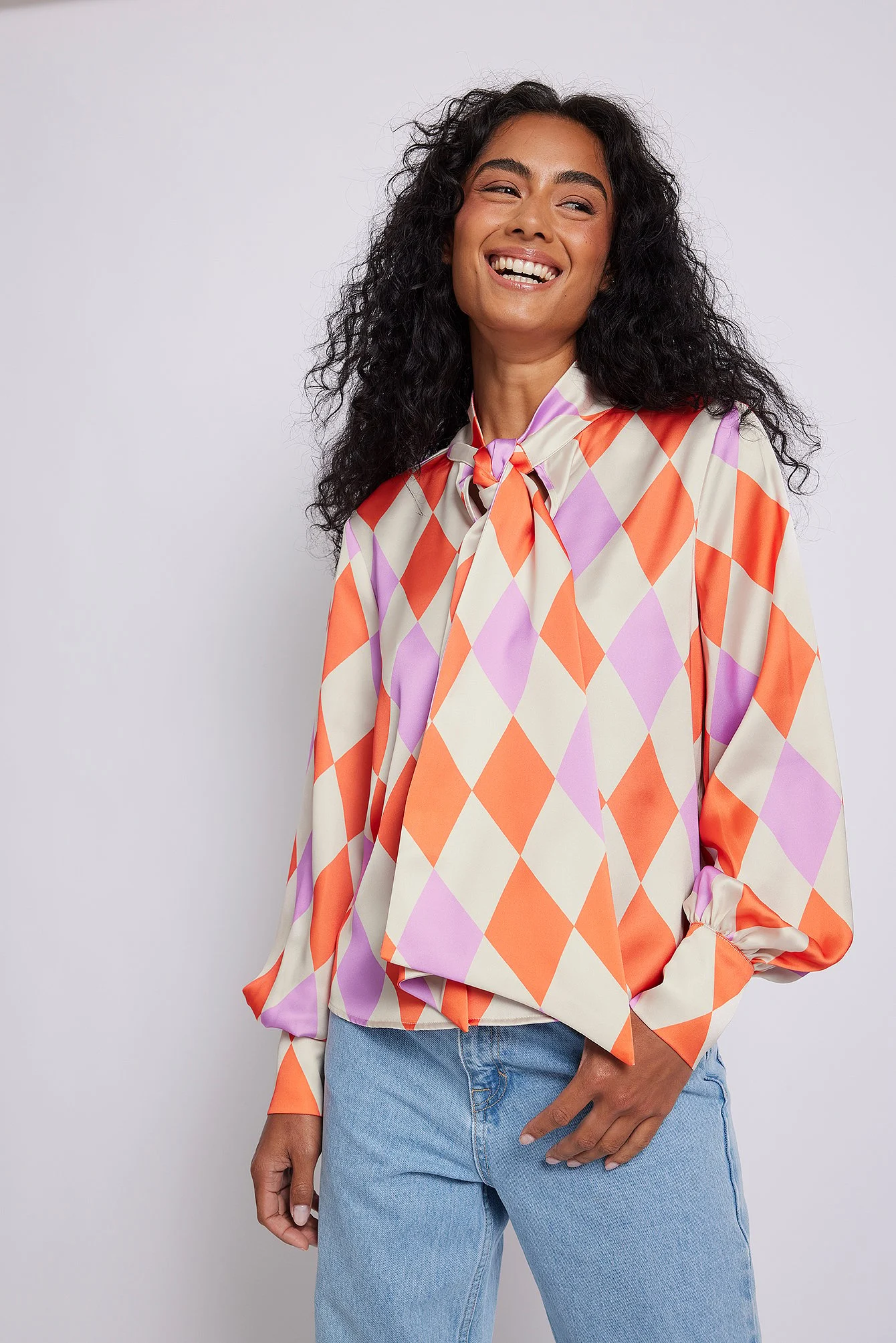 Bedruckte Satin-Schluppenbluse